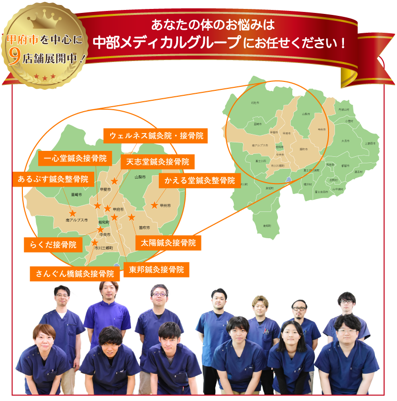 山梨県内に9店舗展開のグループ院